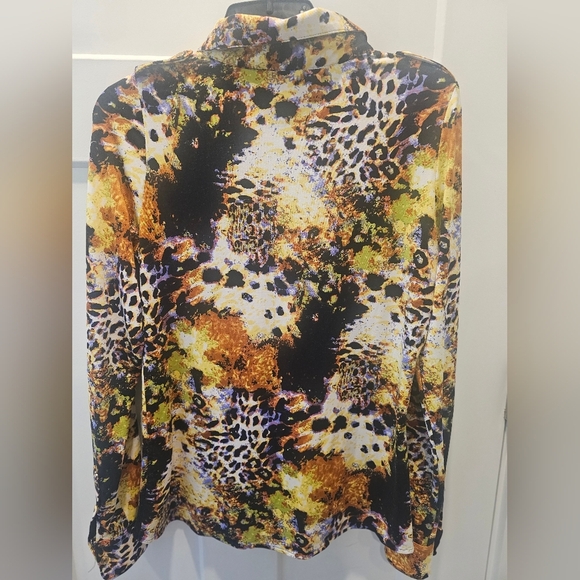 BCBG MAXAZRIA Mystical Leopard Art to Wear Snap Closure Long Sleeve Medium - Picture 7 of 16